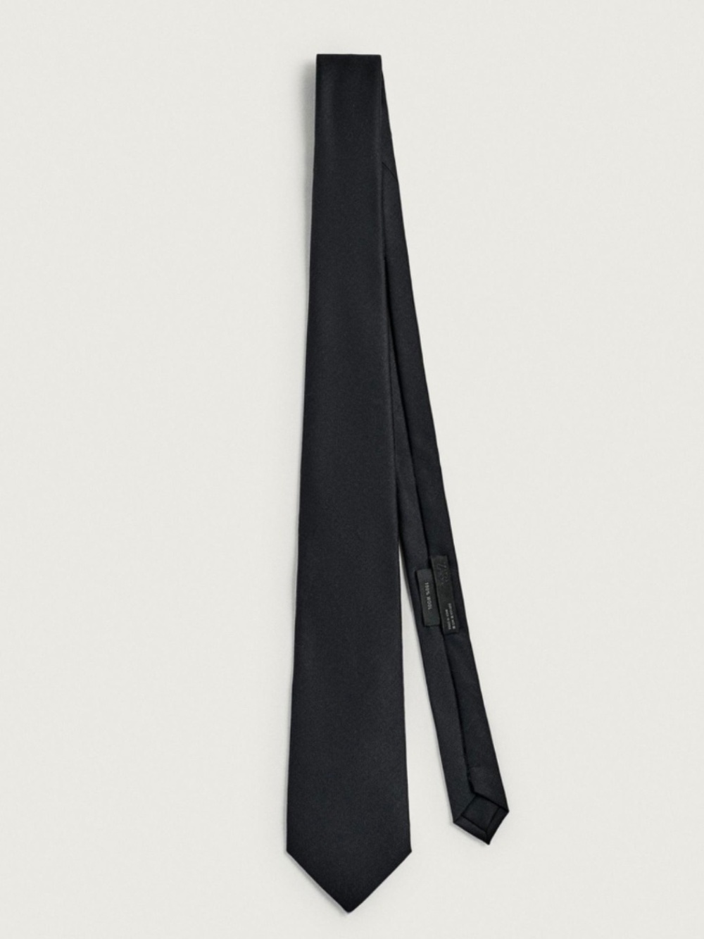 Zara Mens Business Formal Basic 100% Wool Tie Size Medium Black New Without Tags